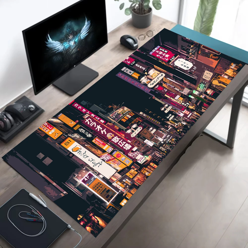 Retro Gaming Tokyo - Retro Şehir Sokak Mousepad Neon Tokyo