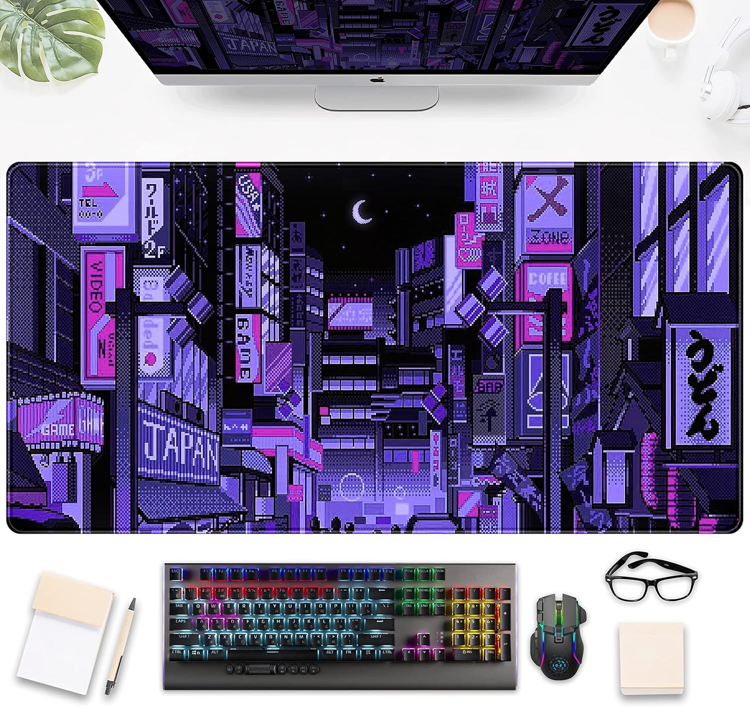 Retro Gaming Tokyo - Tokyo Street Mor Neon Piksel Mouse