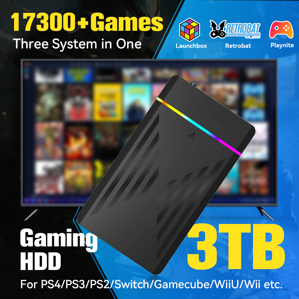 Retro Gaming Tv - 3 TB Taşınabilir Oyun HDD LaunchBox/Retrobat/Playnite